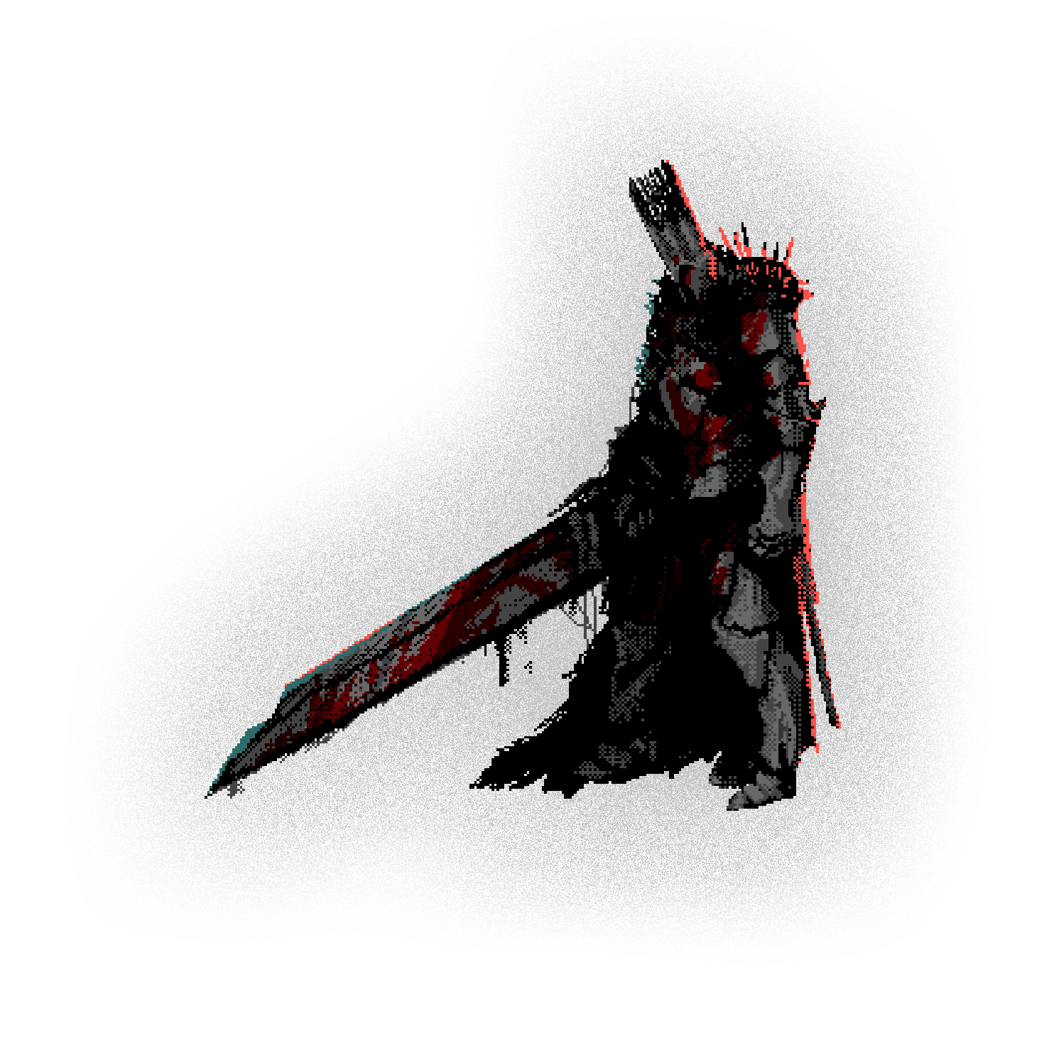 Armored warrior with a long red blade